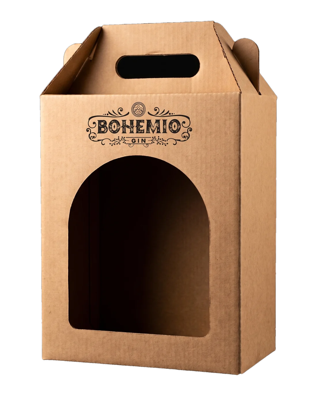 Caja kraft de regalo Bohemio con ventana en arco